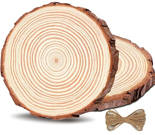 Huixinue Dischetti Legno 2 Pezzi 20-22 cm Non Alesati, Tronco di Albero 15 mm di Spessore, per Artigianato Fai da Te, Matrimoni e Decorazione di Natale