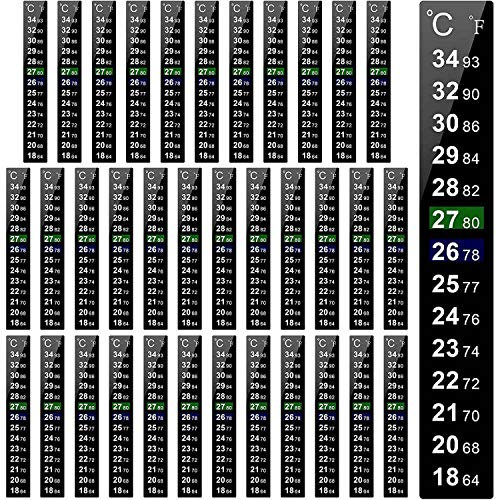 Peukerty 36 StüCk Digitaler Temperatur Aufkleber Selbst Klebendes Thermometer Streifen Fermenter Selbst Klebendes Kristall Streifen Aquarium Thermometer