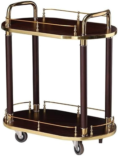 Bar-Servierwagen,Weinwagen für die Küche zu Hause,Hotel-Barwagen,Getränke,Teewagen,Gold-Aufbewahrungstisch auf Rädern,Art Deco,Cocktailparty,Möbel,Beistelltisch,modern,2 Etagen (Color : Brow