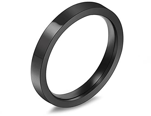 BCughia Verlobungsringe Schwarz, Ehering Carbon Titan Schwarzer Winziger Ring 3mm Versprechen Eheringe Geschenke für Herren und Damen Größe 57 (18.1)