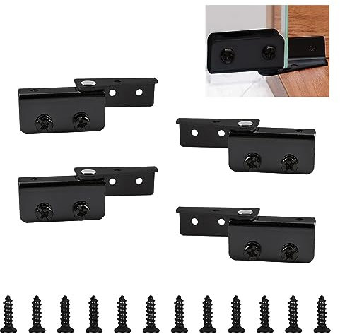 UFURMATE Bisagra de puerta de cristal, 4 abrazaderas de bisagras pivotantes sin marco de montaje lateral, kit de repuesto de clip de gabinete ajustable, apto para puertas oscilantes de menos de 5 mm