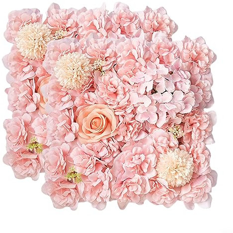Licht für rosa künstliche Blumen Wandpaneele, 2 Stück künstliche Blumen Wand Hintergrund 3D Blume Wandpaneele Hochzeitsdekoration