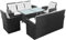 Homgoday 5-TLG. Garten-Lounge-Set mit Auflagen Gartenlounge Sitzgruppe Gartengarnitur Sitzgruppe Sofa Gartenset Gartensofa Sitzmöbel Balkonmöbel Poly Rattan Schwarz