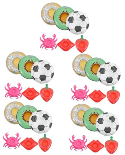 BESTonZON 30 Pièces Porte-Gobelet d'eau Hêtre Faveur sous-Verres Gonflables Flotteurs De Piscine Porte-Gobelets De Piscine Football Enfants Piscines Été PVC Dessin Animé Enfant Piscine