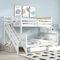 Ojiuboo Etagenbett Kinderbett mit Seitenleiter, Sicherheitstür und MDF-Schublade, Bettgestell aus Kiefernholz, teilbar in Einzelbett und Doppelbett, weiß, 90x200cm, 140x200cm