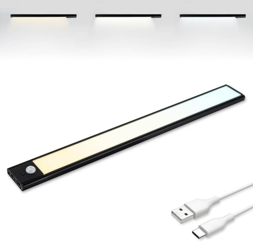 Brendz Schranklicht mit Bewegungsmelder, Kleiderschrank Beleuchtung, 40cm, 3 Farbtemperaturen, Aufladbar, Dimmbare Schrankbeleuchtung, Led Lichtleiste Kabellos, Schwarz