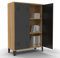 IDMarket - Armoire basse ESTER 2 portes métal noir et contour bois design industriel