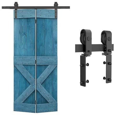 WOOLUCK 100cm/3.3FT Binario per Porta Scorrevole Bifold Kit, Binario Porta Sorrevole Guida per Porta Anta Scorrevole Kit Ferramenta Accessori