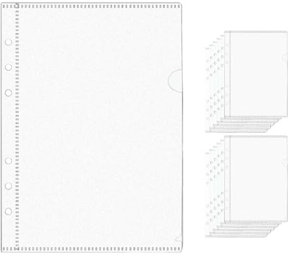 NatSumeBasics 12 Stück Briefumschläge mit Reißverschluss, A5, Frost, PP, Planer-Einlagen, Blattschoner für 6 Ringbücher, Organizer-Zubehör (A5)