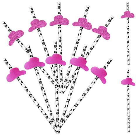 40 Pieces of Cowboy Element Paper Straws - Party Decoration and Creative Supplies for Celebrations