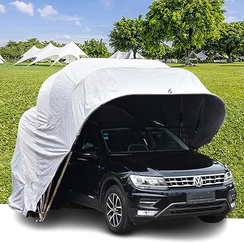 HXLDZOU Carport, tragbarer Carport, halbautomatischer Hochleistungs-Carport, mobiler isolierter Carport aus Edelstahl für Hinterhof, Garten (19.6 * 8.2 * 8.2ft)