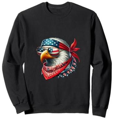 Patriotischer Adler mit Bandana und Sonnenbrille Sweatshirt