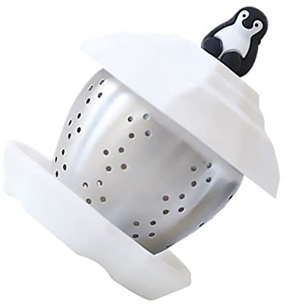 COLLBATH Teesieb Edelstahl Pinguinform Teefilter Reisefilter Mit Abtropfschale Für Tassen Und Schalen Kreatives Blatt Tee Ei Aus Rostfreiem Stahl Leicht Zu Reinigen