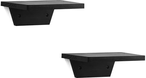 NIUBEST Small Floating Shelves,Speaker Shelf,Trapezoid Wall Shelf for Table Lamp Plants Display,Decorative Wood Ledges Chic for Living Room,Bedroom,Kitchen,Office,Pine,20X15CM,2 Pack,(Black)