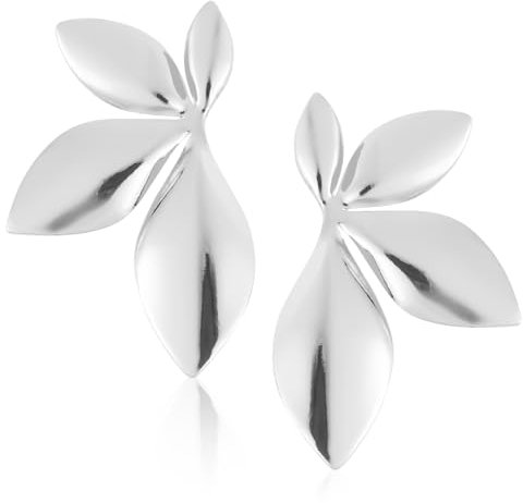 Silberne Ohrringe Damen Blatt, Ohrstecker mit Pflanzenmotiv Statement-Ohrringe mit Blattmotiv Urlaubsohrringe Trendige Schmuckgeschenke zum Geburtstag für Auf Reisen zum Täglichen Tragen