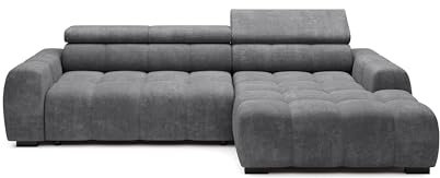 DomoHome Ecksofa OMBO – Modernes stilvolles Eckcouch, Verstellbarer Sitz, Ohne Schlaffunktion, Hochwertiger Eden-Stoff, Rechts-Layout, Maße: 285x168x97 cm, Farbe: HELLGRAFIT