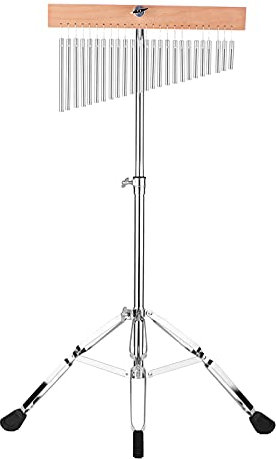 25 Bells Bar Chimes Single Row Aluminum Wind Chimes Musical Percussion Instrument with Adjustable Stand Silver
