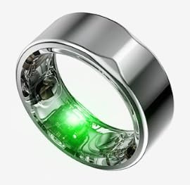 JCRing Smart Ring - Fitness Tracker, Sleep Tracking, Activity Tracking, Heart Rate Monitor, Temperature, Sp02, Stress, V02 Max, Titanium Ring, Free app for iOS & Android (Silver, 8)