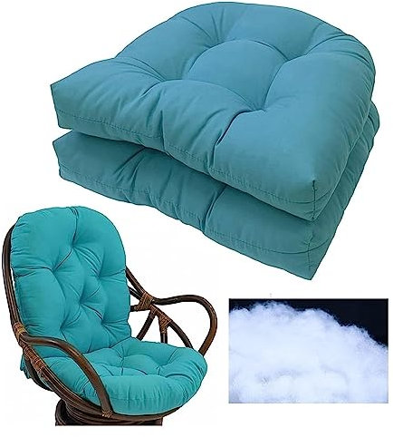 ROUYA Juego De 2 Cojines De Asiento para Sillones De Interior Y Exterior， 48x48m Cojín con Respaldo para Sillas De Terraza. Cojín De Silla Mecedora para Jardín, Cojines Acolchados(Blue 1)