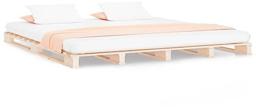 Genérico Wenjingqi 821427 Palettenbett, massiv, Kiefernholz, klein, 120 x 190 cm, Braun