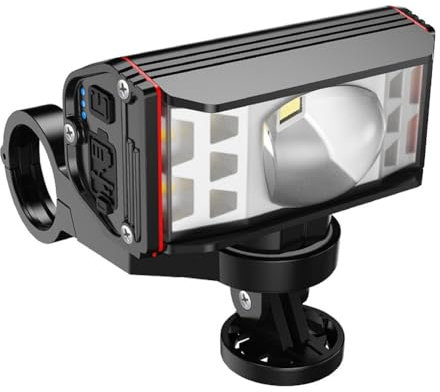 Faros de Bicicleta con Luces Antiniebla, WASAGA 1800 Lúmenes Luces Delanteras de Bicicleta con Luz de 3 Colores y Batería Incorporada de 5200mAh para el Modo de Luz Más Brillante para Trabajar 5 Horas