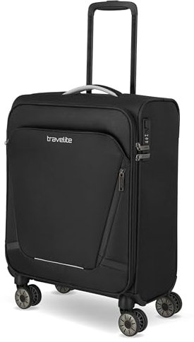 Travelite Handgepäck Koffer mit 4 Rollen für Condor + Ryanair, integriertes Zahlenschloss, Bordtrolley Jetpack: Superleichter Weichgepäck Trolley mit Aufsteckfunktion, 55x40x20 cm, 37 l, 1,9 kg