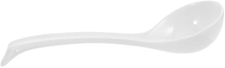VILLFUL Porcelain Soup Ladle Asian Soup Spoon for Ramen and Wontons Long Handle Ceramic Kitchen Spoon Comfortable Grip Dishwasher and Microwave Safe for Family Dinners