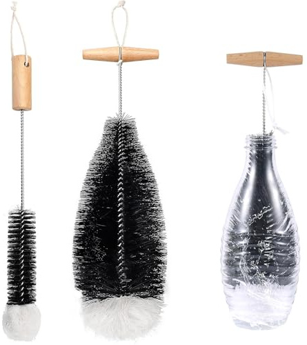Scovolino per Bottiglie,2 Pezzi Bottiglie Spazzola per Sodastream Pulizia Profonda Detergente per di Vetro per di Soda,Caraffa in Vetro,Bottiglie per Bambini 35CM