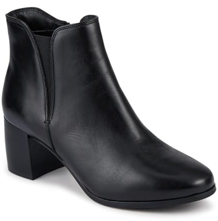 Pavers Leather Elasticated Heeled Ankle Boots - Black Size 6