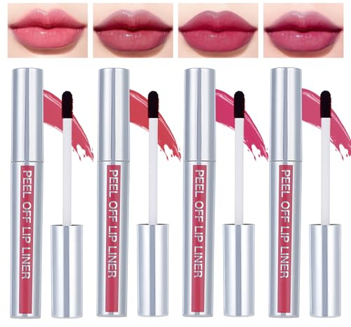 4 Stück Lip Stain Peel Off Lip Tint Peel Off Lippen Tattoo Zum Abziehen Lippentattoo Zum Abziehen Seidig-Glatte Textur Leicht Aufzutragen Langanhaltende Farbabgabe Kreiert Vielseitige Make-Up-Looks