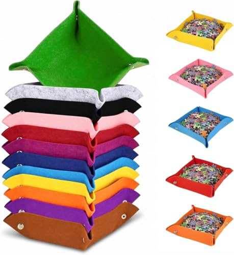 Dexpally 12 Stück Puzzle Sortierschalen Filzschale mit Druckknöpfen Puzzle Schalen Held der Steine Filzschale Klein für Schreibtisch, Make-up, Zuhause, Büro (12 Farben)