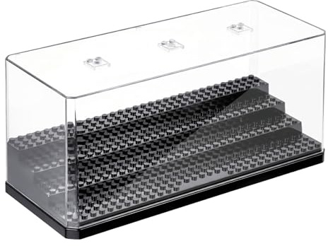 Vexnaro Acryl Vitrine für Minifiguren, 4-Schicht Stapelbare Staubdichte Display Box mit Abnehmbaren Ebenen, Transparenter Schaukasten für Figuren, Sammlermodelle und Bausteine
