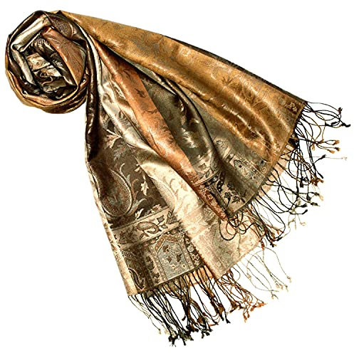 Lorenzo Cana Damen Pashminaschal Schaltuch jacquard gewebt aus 100% Seide 70 cm x 190 cm Paisleymuster Seidenschal Seidentuch Seidenpashmina 7808033