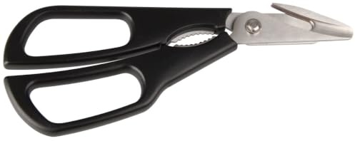 FMprofessional Schere für Krusten- und Schalentiere, hochwertige Schalentierschere für Krabben und Hummer, rückwärtsschneidende Schere (Farbe: Schwarz/Silber), Menge: 1 Stück