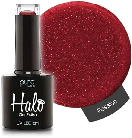Halo Gel Polish 8ml - Passion. UV/LED Gel Nail Polish, Long Lasting & Easy To Apply. Nail Art Colours For Manicure & Pedicure. Gel Polish For Professional & Home Use.