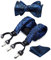 HISDERN Hosenträger für Herren Blau Paisley Y Form mit 6 starken Clips Längenverstellbar Herren Hosenträger und Fliege mit Einsteckuch…