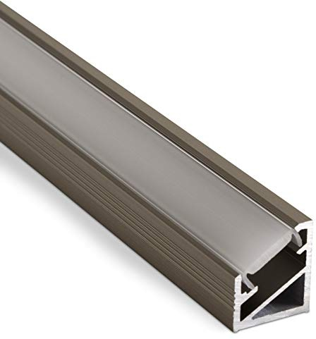 SOTECH 3 Stück LED Profil-66 Edelstahloptik 2000 x 14,5 x 16,5 mm | mit klarer Abdeckung für LED Streifen Aluprofil Eckprofil Stripes