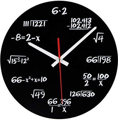 Mathematik Wanduhr, Neuheit Timelike Einzigartige Wanduhr Mathematische Formeln Uhr, Einfache Mathematische Gleichung für Klassenzimmer, Haus, Büro Moderne Dekoration (B)