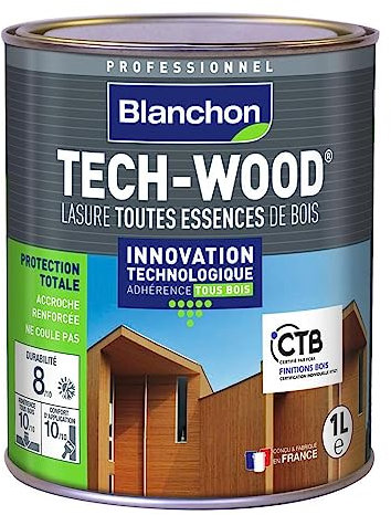 Lasure Tech-Wood Blanchon 1L - Nuance de la Lasure - Blanc