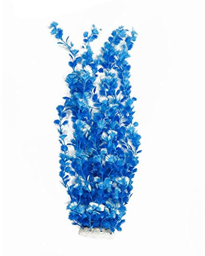 Norgail Large Freshwater Plastic Aquarium Plants Artificial Fish Tank Plants Decoration Ornaments Safe for All Fish 25.5 Inches Tall Blue 1Pcs