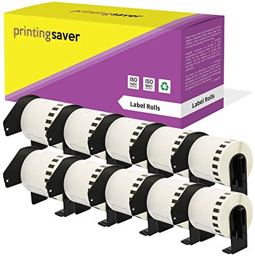 10x DK-22251 62 mm x 15,24 m Endlosetiketten Papier kompatibel für P-Touch QL-800, QL-810W, QL-820NWB Etikettendrucker | Schwarz und Rot auf Weiß (Papier)