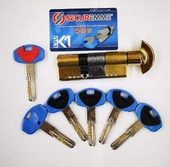 CILINDRO EUROPEO CON POMOLO IN OTTONE LUCIDO REMOVIBILE DI SICUREZZASISTEMA ANTI-BUMP 30-50