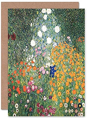 Artery8 Gustav Klimt Blumengarten Blumenmalerei Bunt Geburtstagskarte Grußkarte