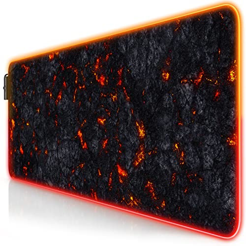 TITANWOLF - RGB Tapis de Souris Gaming XXL - LED Lumineuse Tapis de Souris Multicolore 11 Modes - 800 x 300mm - Surface antiderapant pour Les Joueurs de l’Ordinateur PC et du Mac - Noir