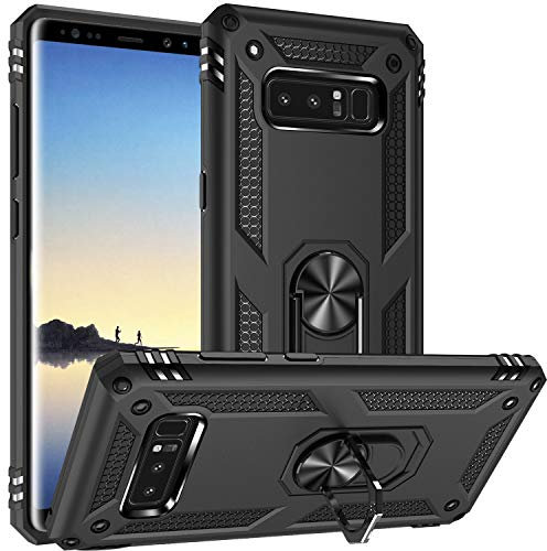 Fetrim Custodia per Galaxy Note 8, Cover PC TPU Cassa Shell Supporto di Anello Rotante Case per Samsung Galaxy Note 8 Nero