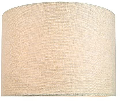 Happy Homewares Contemporary and Sleek 10 Inch Cream Linen Fabric Drum Lamp Shade 60w Maximum | 25cm Diameter | for Table Lamp or Pendant