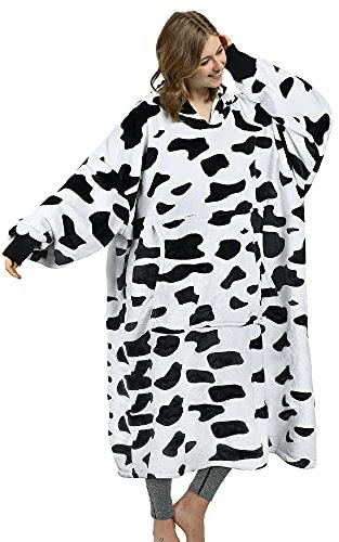 Catalonia Classy Extra Lang Fleece Hoodie Decke mit Ärmeln Deckenpulli, Übergroße Kuschelpulli Decke Warme Geschenke für Damen Herren, Weiche Ärmeldecke Tragbare Decke zum Anziehen, Dalmatiner