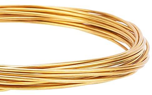 BENECREAT Alambre de cobre puro redondo de 5 m y 1,6 mm, alambre de latón dorado para abalorios, manualidades y joyería