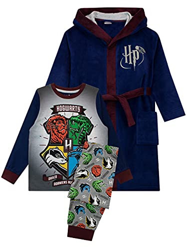 Harry Potter Ensemble de Pyjamas Robe de Chambre Garçon Hogwarts Bleu Marine 12-13 Ans