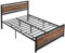 HOMCOM Cadre de lit Double en Acier avec sommier et tête de lit Compatible Matelas 190 x 140 cm Aspect Bois foncé